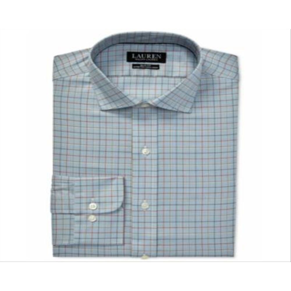 Ralph Lauren Men's Light Blue Checkered Dress Shirt